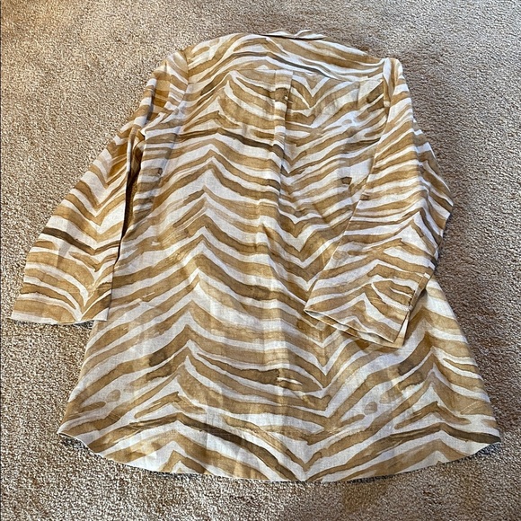 iLinen Classic Button Down Shirt Natural Zebra Size XS - Picture 11 of 12